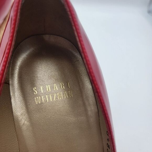 STUART WEITZMAN Corkswoon Patent Wedge Pump Pimento Size 8 Medium - Picture 5 of 11